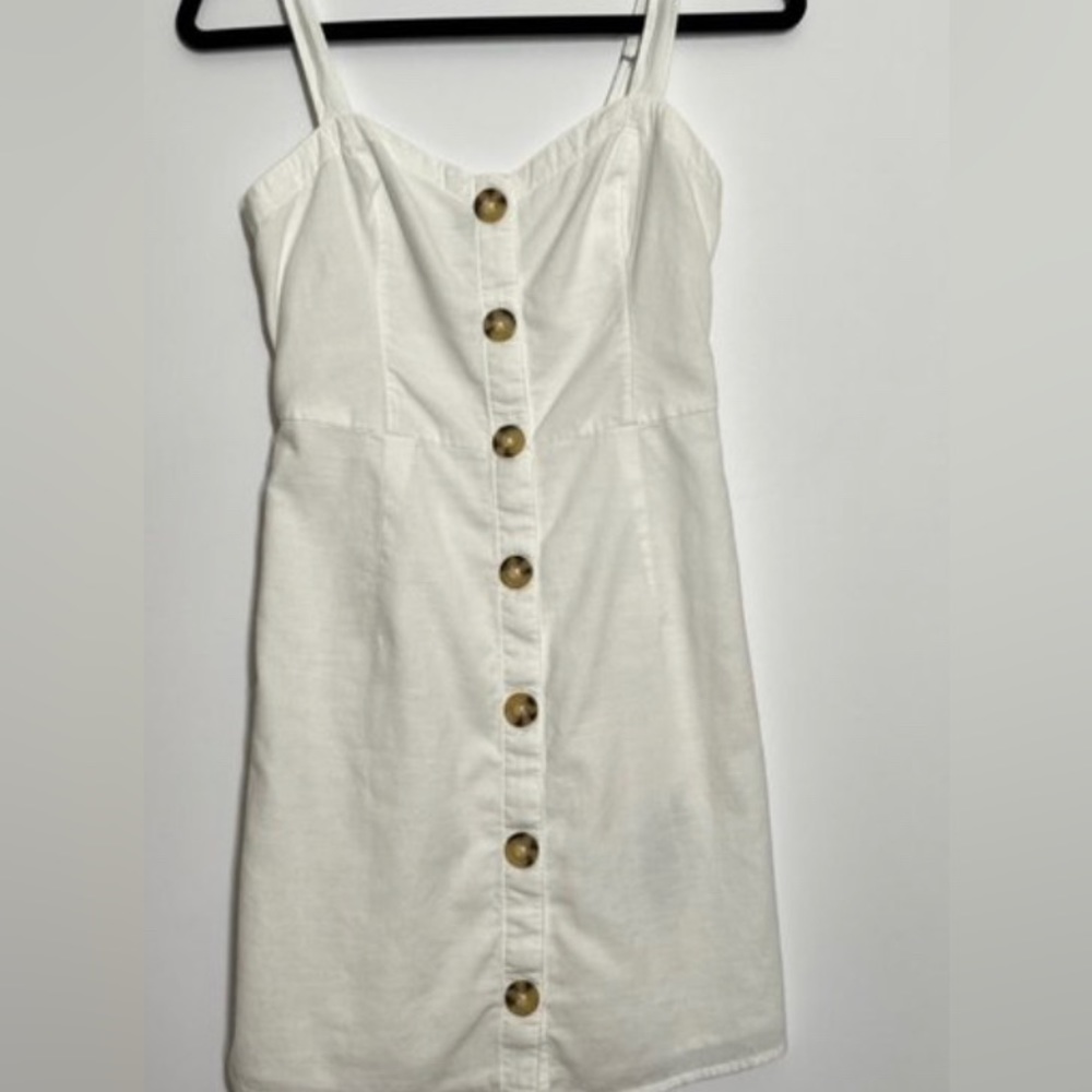 Abercrombie and Fitch White Linen button front mini dress Size Large
